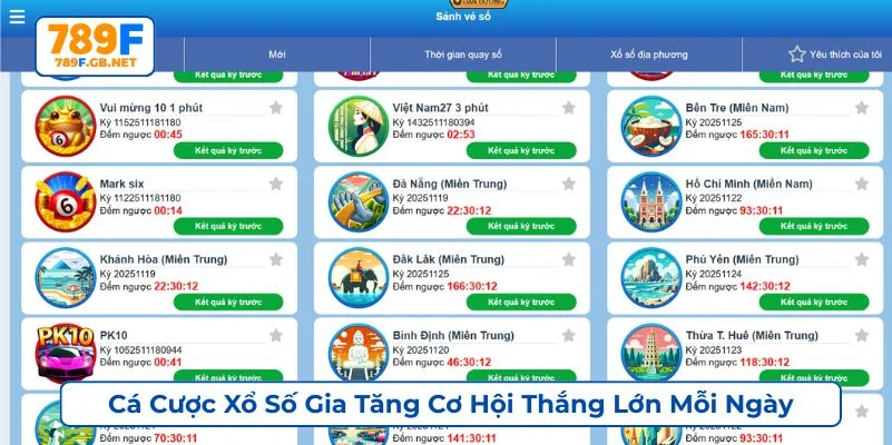 Sảnh cá cược xổ số 789F rất được yêu thích